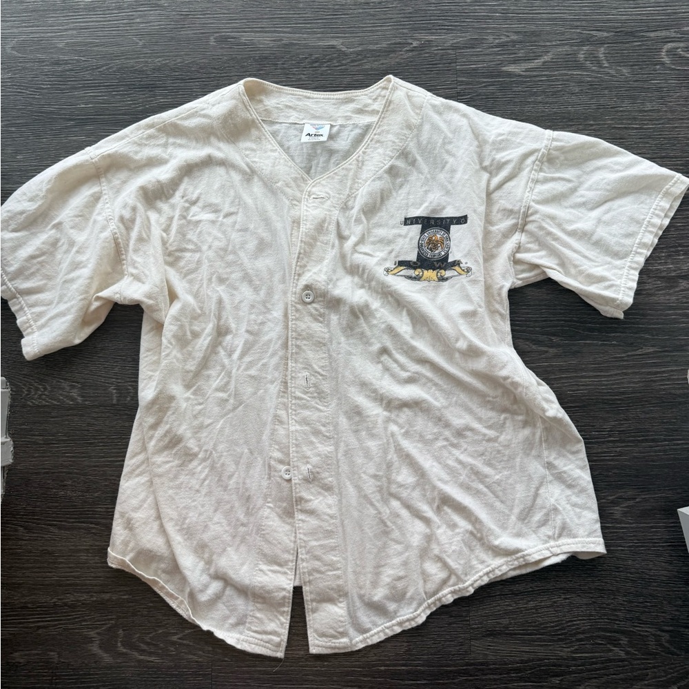 Vintage White Graphic Baseball Shirt